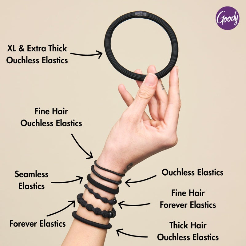Goody Ouchless Hair Elastics â€“ No Pull, No Breakage, Tangle-Free Hold for Thick, Curly, Coily & Textured Hair â€“ 15 Count, Black, Long-Lasting Ponytail Holders for Women & Men - Image 3