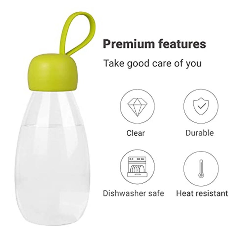 BPA Free Water Bottle, /360ml Cute Water Bottle with Carrying Strap, Ideal for Boys Girls Students Women Healthy Hydration-Green - Image 3
