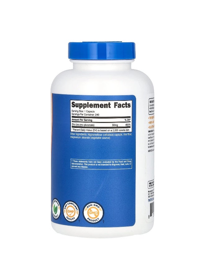 Nutricost, Zinc Gluconate, 50 mg, 240 Capsules - Image 2