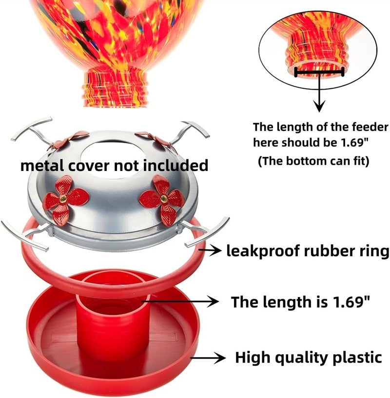 REZIPO Hummingbird Feeder Accessories Set Replacement Plastic Base and Part Seal Ring for Hummingbird Feeder Base (Red) - Image 3