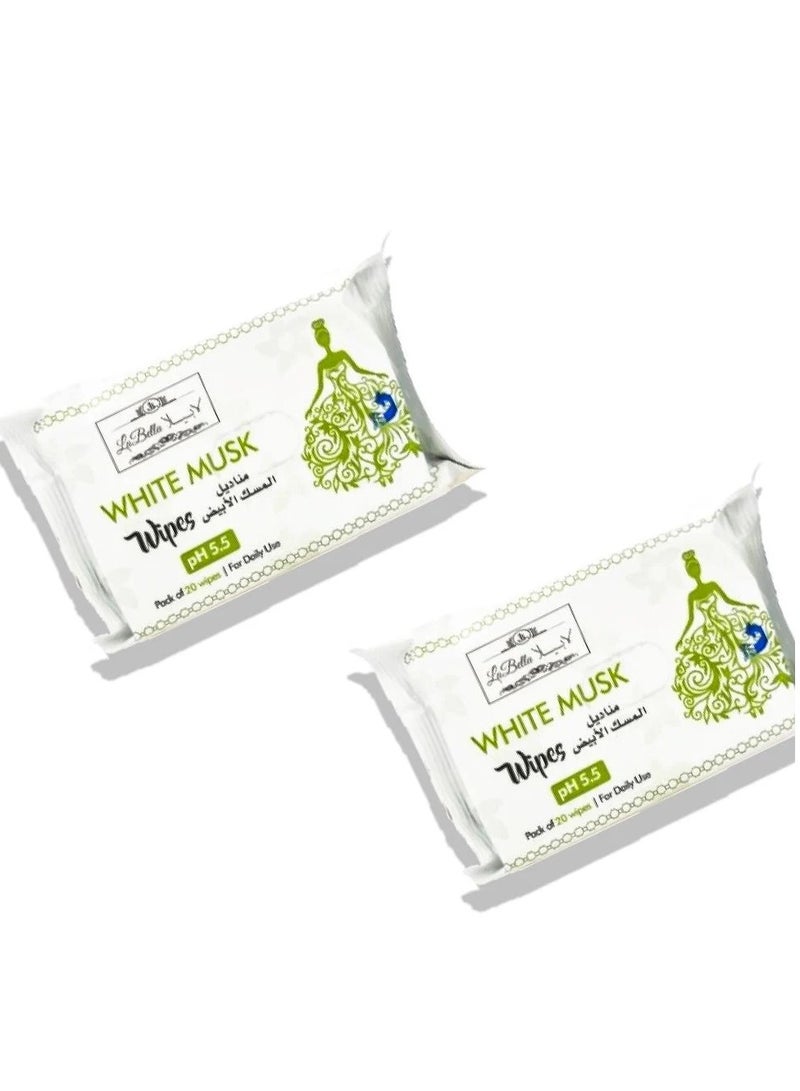 La Bella White Musk Feminine Wipes 20 Count - All-Day Cleanliness and Freshness  - Image 4