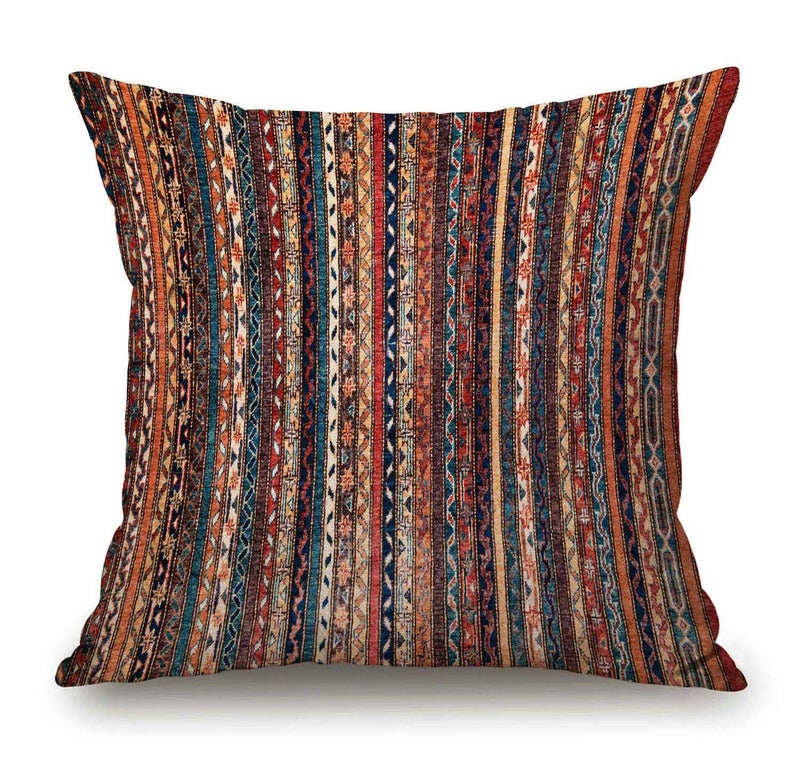 Solekla غطاء وسادة سولكلا على الطراز التركي، مقاس 18×18 بوصة، غطاء وسادة مزخرف بنمط سجادة تركية شرقية فارسية عتيقة، ديكور منزلي مربع، مقاس 18×18 بوصة - Image 1
