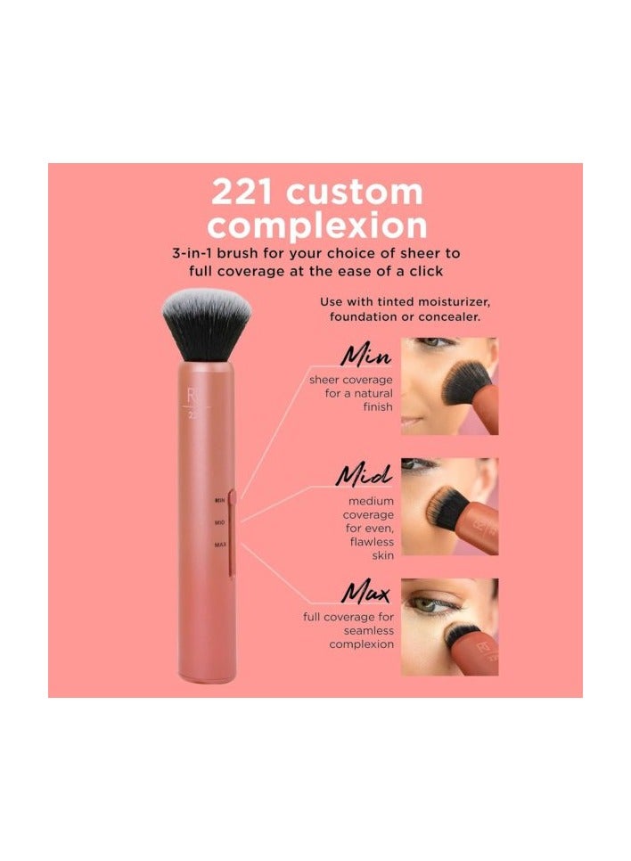 REAL TECHNIQUES Custom Complexion Makeup Brush 3 In 1 Brush For Foundation And Concealer Orange - Image 3