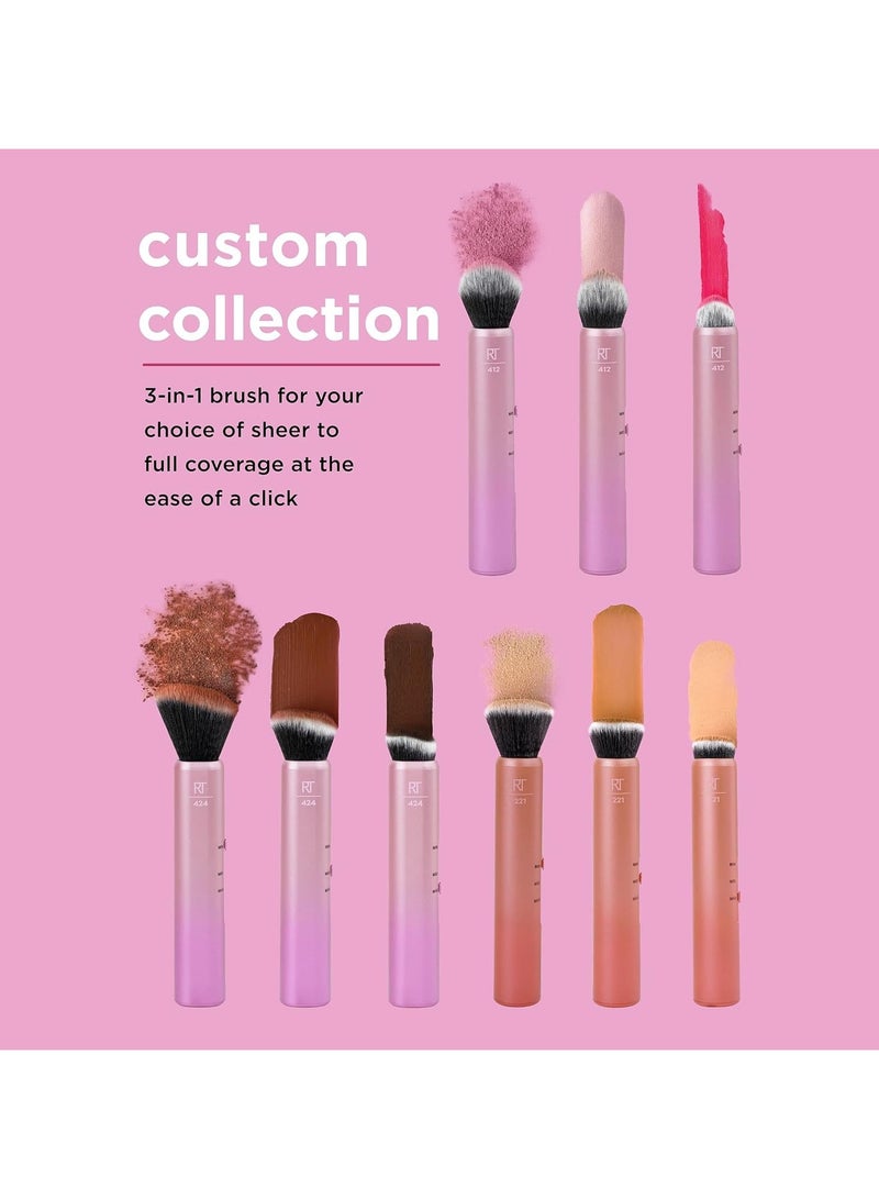 REAL TECHNIQUES Custom Complexion Makeup Brush 3 In 1 Brush For Foundation And Concealer Orange - Image 5