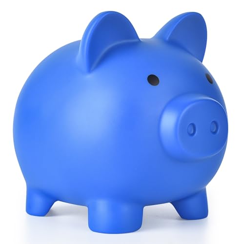 PJDRLLC Piggy Bank Unbreakable Plastic Money Bank Coin Bank for Girls and Boys Medium Size Piggy Banks Practical Gifts for Birthday Easter Christmas Dark Blue - Image 1