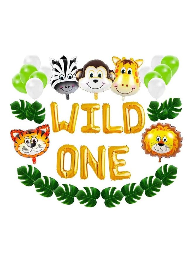 إسكدنيا مجموعة بالونات وايلد ون وأوراق نخيل صناعية - Image 1