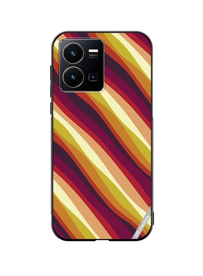 Protective Case Cover For Vivo Y35 Colorful With Curved Lines Pattern2 Design Multicolour