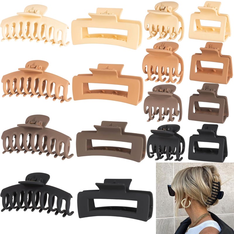 FDBJulyy 16 PCS 44 Large Hair ClipsClaw ClipsFDBJulyy Hair Clips for Women  Girls4 Styles 4 Colors 16 Pack Strong Hold Matte Claw Hair Clips for Women Thick Hair  Thin Hair 90s Vintage Claw Clips