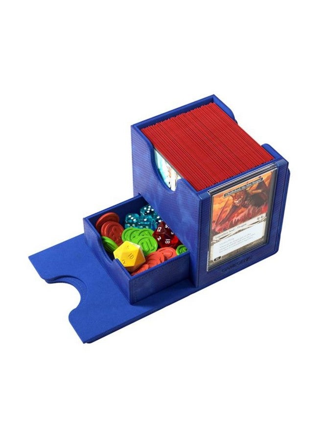Gamegenic Sidekick Pro 100+ XL Convertible - Premium Deck Box with Secure Card Storage, UV Protected Slide Card Case, Display Top Card, Extra Token Drawer, Magnetic Closure, Blue Color, Made