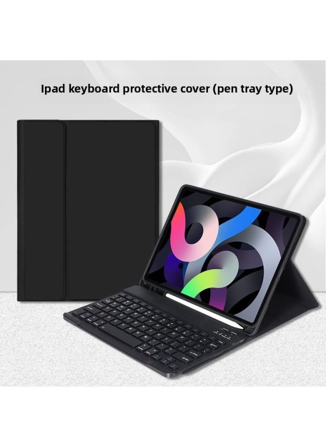 Generic - For IPad2024 Air6 Can Be Equipped With Wireless Bluetooth Keyboard Protective Cover 10 Generation Pen Slot Soft Case Air13-Color:White Ice Blue + Keyboard-Applicable Model:Air4/air5/air6( 10.9inch ) Universal - Image 1