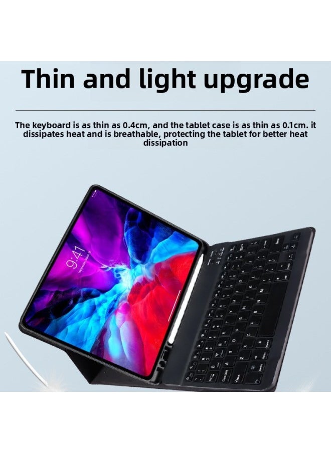 Generic - For IPad2024 Air6 Can Be Equipped With Wireless Bluetooth Keyboard Protective Cover 10 Generation Pen Slot Soft Case Air13-Color:White Ice Blue + Keyboard-Applicable Model:Air4/air5/air6( 10.9inch ) Universal - Image 1