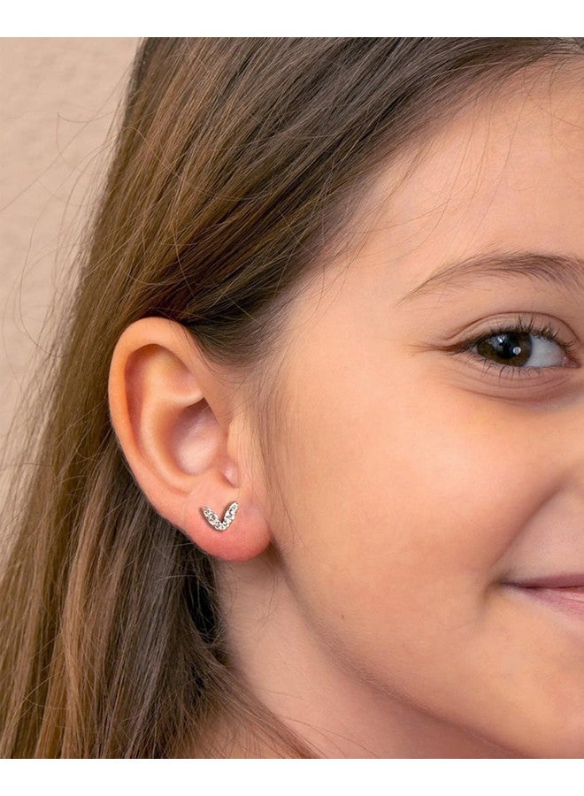 CLARA أقراط CLARA 925 فضة استرلينية على شكل حرف V هدية للأطفال والفتيات - Image 4