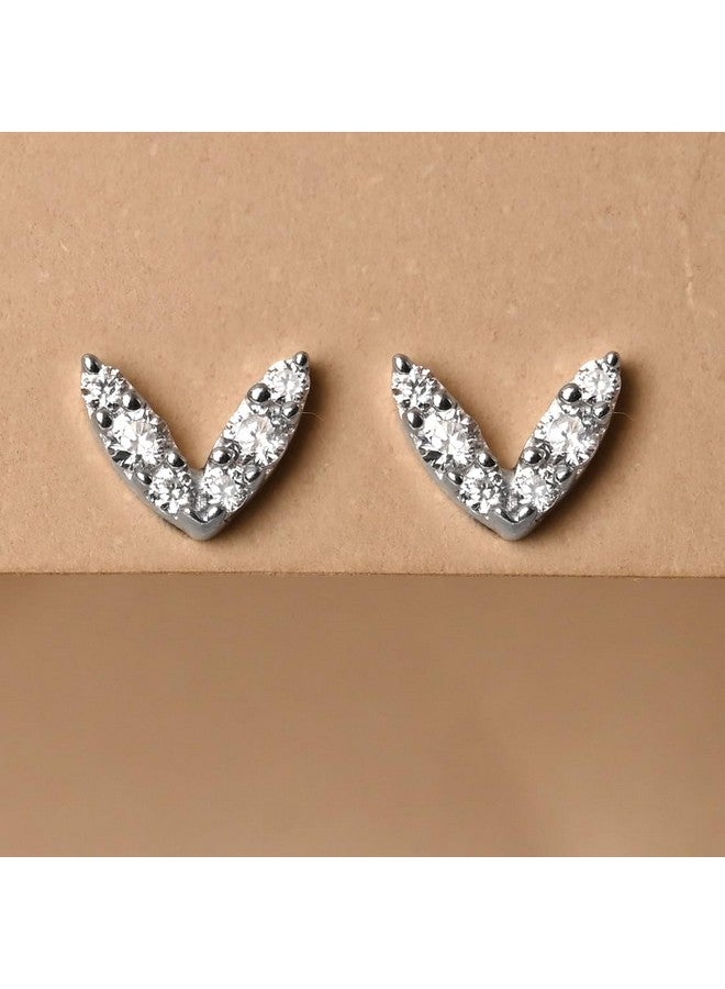 CLARA أقراط CLARA 925 فضة استرلينية على شكل حرف V هدية للأطفال والفتيات - Image 2