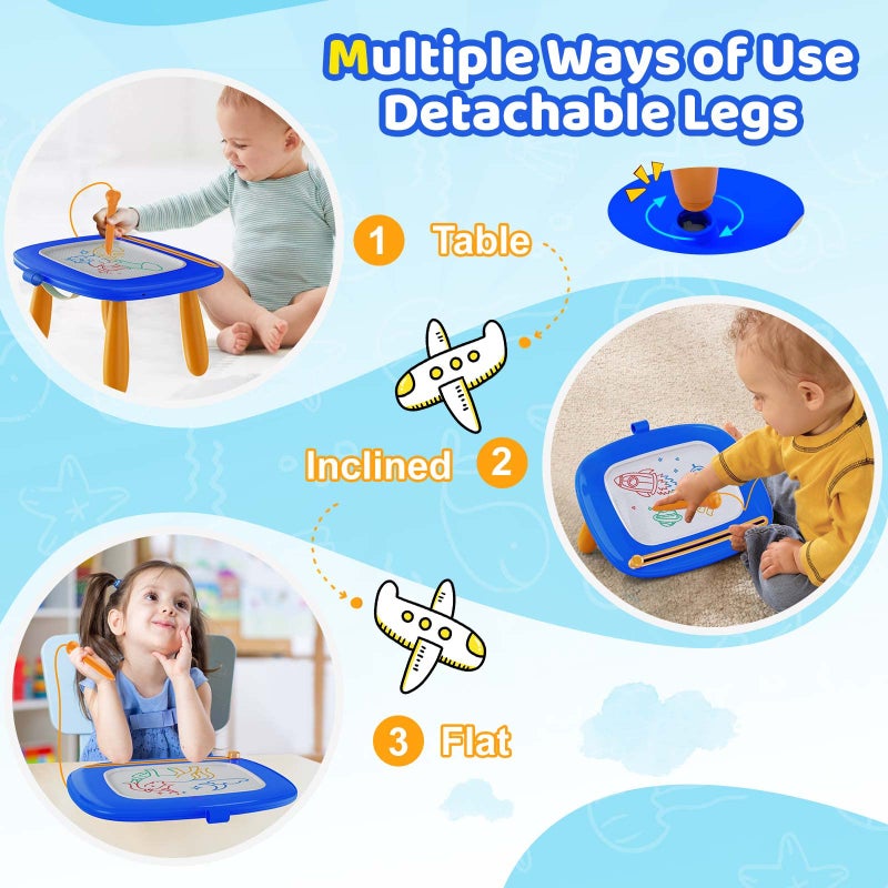 Kikidex Toddlers Toys Age 1-3, Magnetic Drawing Board, Toddler Girl Toys for 1-2 Year Old, Doodle Board Pad Learning and Educational Toys for 1 2 3 Year Old Baby Kids Birthday Gift (Dark Blue) - Image 5