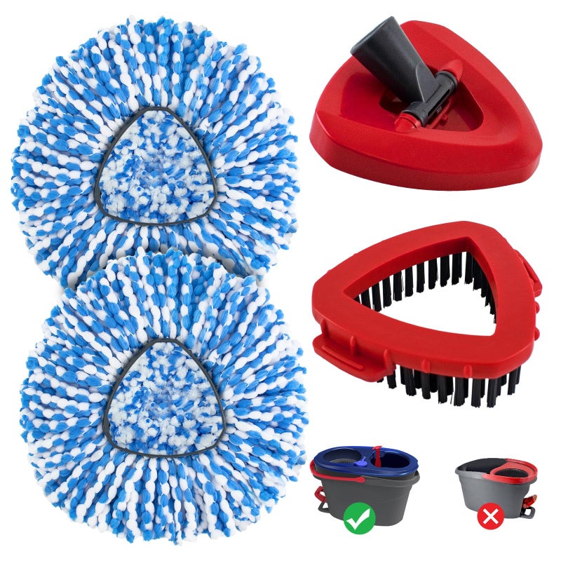 Heuihm Mop Replacement Heads for O Cedar RinseClean 2 Tank System,2 Microfiber Mop Head Refills,1 Scrubber mophead and 1 Mops Base Combo Set for O-Cedar 2 Tank,MOp Replace Heads for Wet/Dry Floor Cleaning - Image 1