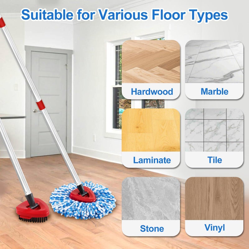 Heuihm Mop Replacement Heads for O Cedar RinseClean 2 Tank System,2 Microfiber Mop Head Refills,1 Scrubber mophead and 1 Mops Base Combo Set for O-Cedar 2 Tank,MOp Replace Heads for Wet/Dry Floor Cleaning - Image 5