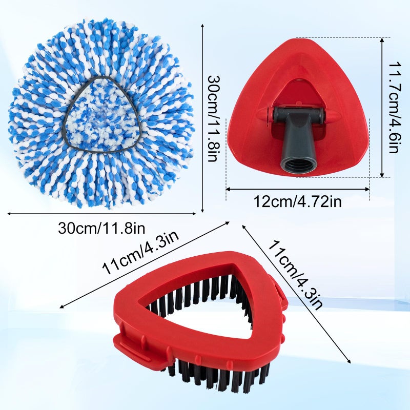 Heuihm Mop Replacement Heads for O Cedar RinseClean 2 Tank System,2 Microfiber Mop Head Refills,1 Scrubber mophead and 1 Mops Base Combo Set for O-Cedar 2 Tank,MOp Replace Heads for Wet/Dry Floor Cleaning - Image 3