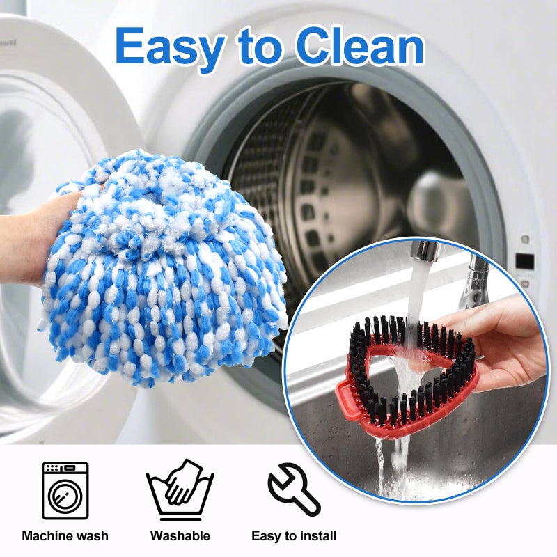 Heuihm Mop Replacement Heads for O Cedar RinseClean 2 Tank System,2 Microfiber Mop Head Refills,1 Scrubber mophead and 1 Mops Base Combo Set for O-Cedar 2 Tank,MOp Replace Heads for Wet/Dry Floor Cleaning - Image 4