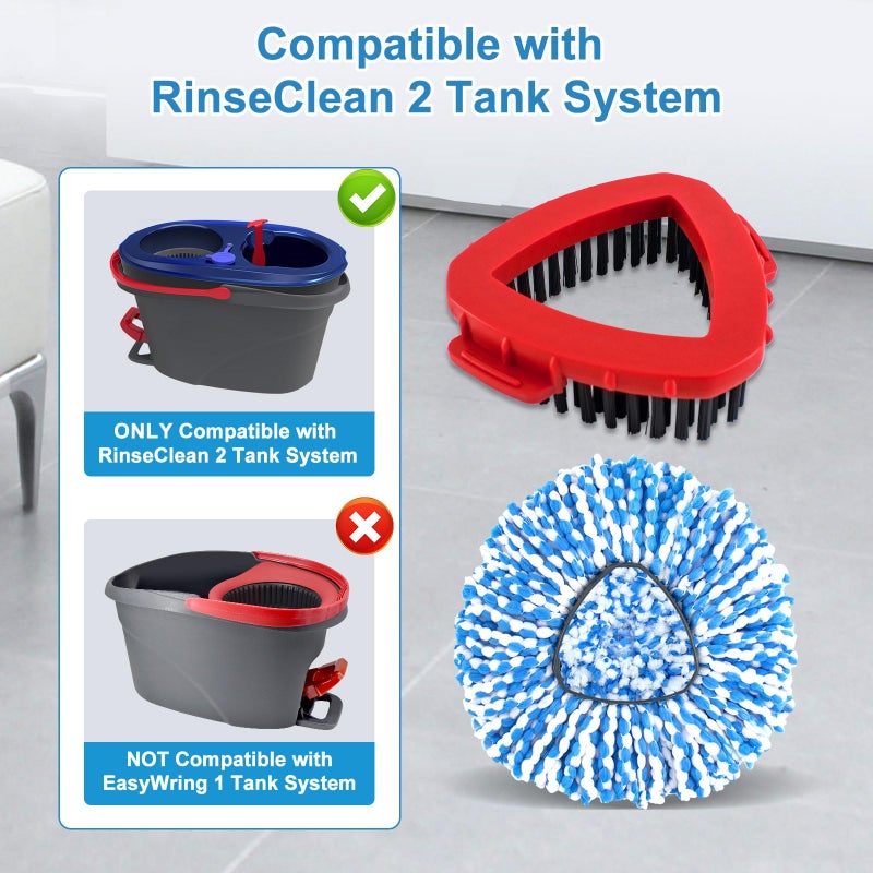 Heuihm Mop Replacement Heads for O Cedar RinseClean 2 Tank System,2 Microfiber Mop Head Refills,1 Scrubber mophead and 1 Mops Base Combo Set for O-Cedar 2 Tank,MOp Replace Heads for Wet/Dry Floor Cleaning - Image 2