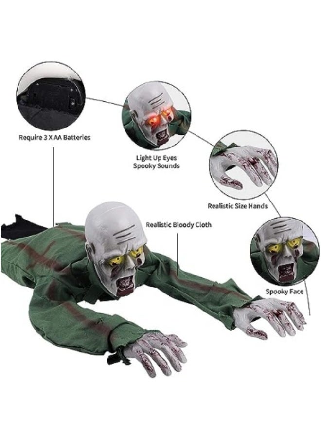 Electronic Crawling Light Sensored Horror Zombie Skeleton Haunted Animated Prop Decorations