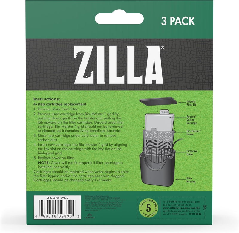 Zilla Reptile Terrarium Filter Replacement Cartridges, Medium, 3-Pack - Image 4