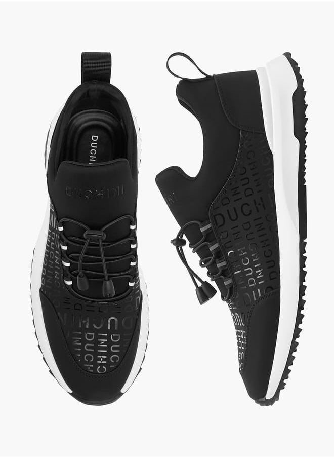 DUCHINI Men's Monogram Print Sneakers with No-Tie Laces  - Image 1