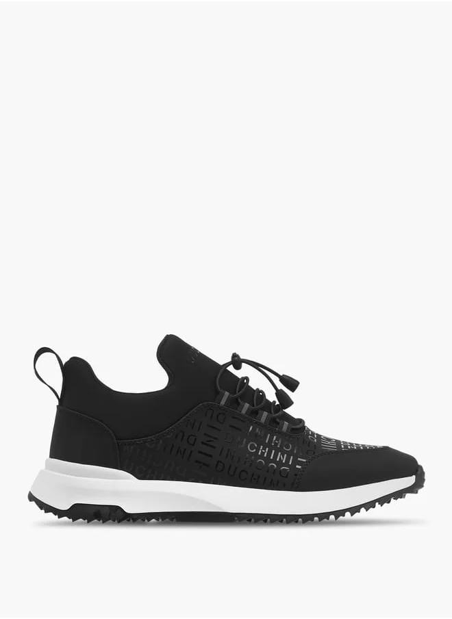 DUCHINI Men's Monogram Print Sneakers with No-Tie Laces