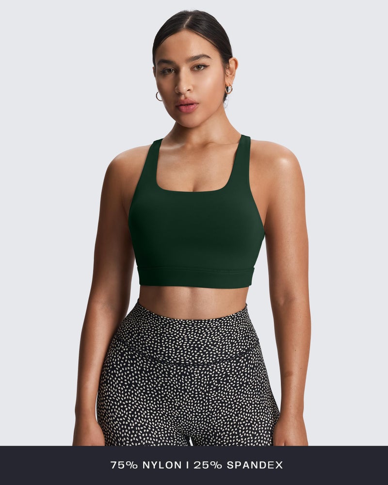 Aoxjox Women's Workout Sports Bras High Impact Fitness Training Gym Khloe Bra Yoga Crop Tank (Forest Green, Small) - Image 3