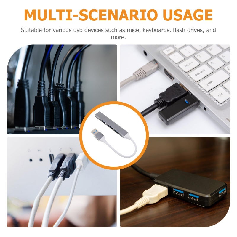 Multi Port USB Hub Expander Space Gray Portable for Laptop Desktop Office Travel - Image 4