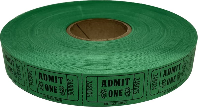 The Ticket Gurus2000 Green Admit One Single Roll Consecutively Numbered Raffle Tickets - Image 2