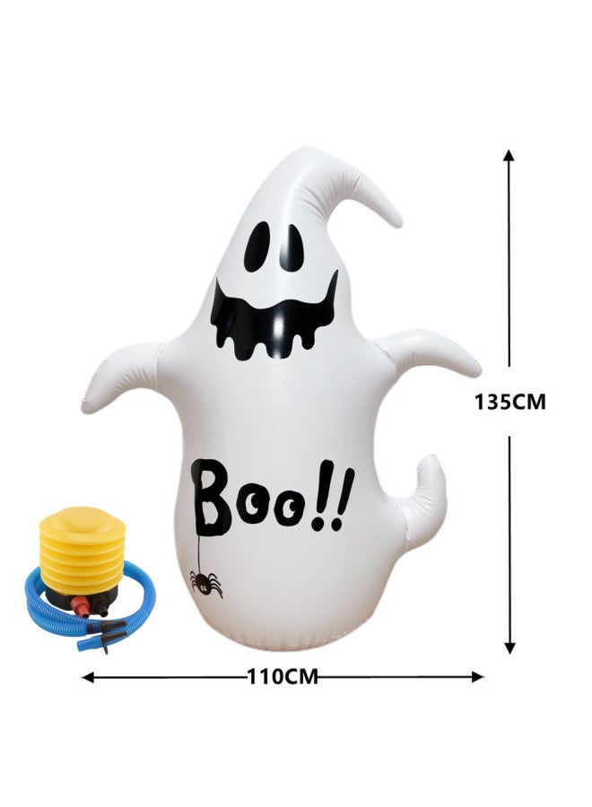 Cross Border Snowman Santa Claus Toy Tumbler  Pumpkin Man Party Decoration Gas Model-Color:White Ghost Ghost Tumbler Plus Foot Pump  - Image 1