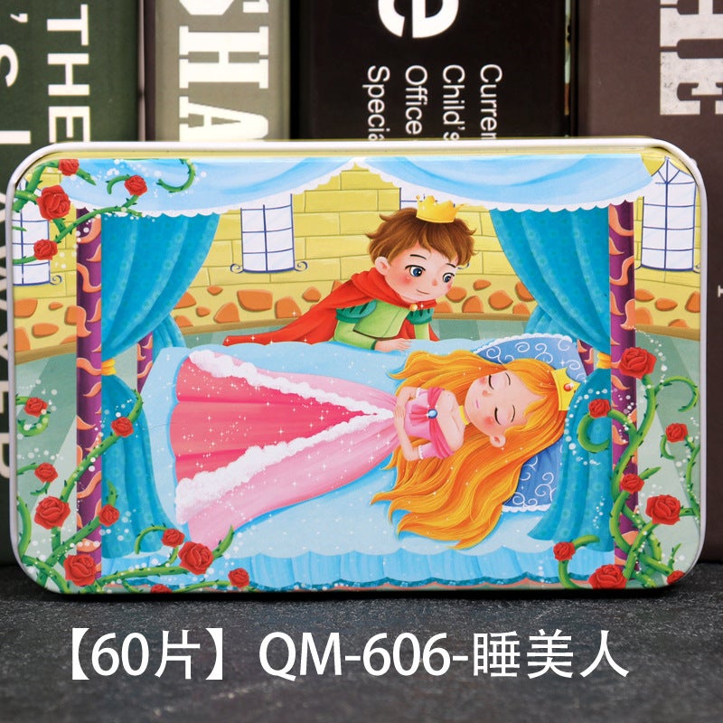 60 100 Pieces Of Wooden Iron Box Puzzle Board Kindergarten Children'S Educational Early Education Teaching Aids Wooden Toys - Image 1