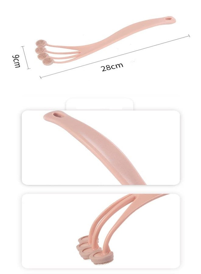 NILKANTH Silicone Back Scrubber for Shower Soft Bath Body Brush, Long Handle (Grey) - Image 2