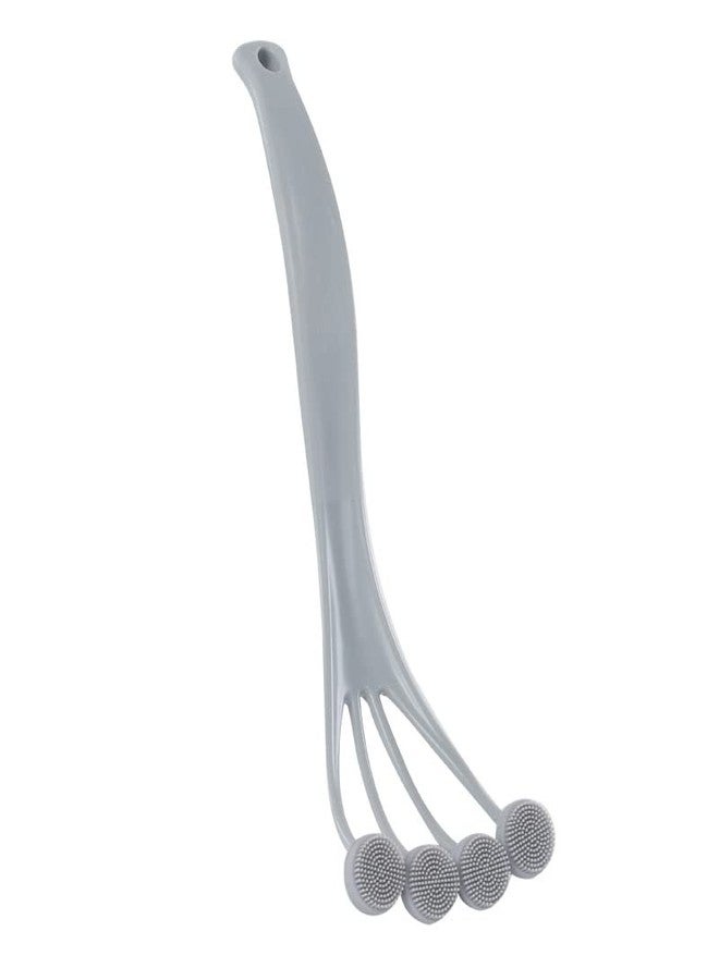 NILKANTH Silicone Back Scrubber for Shower Soft Bath Body Brush, Long Handle (Grey) - Image 1