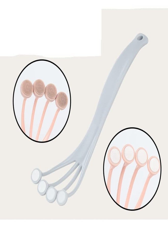 NILKANTH Silicone Back Scrubber for Shower Soft Bath Body Brush, Long Handle (Grey) - Image 5