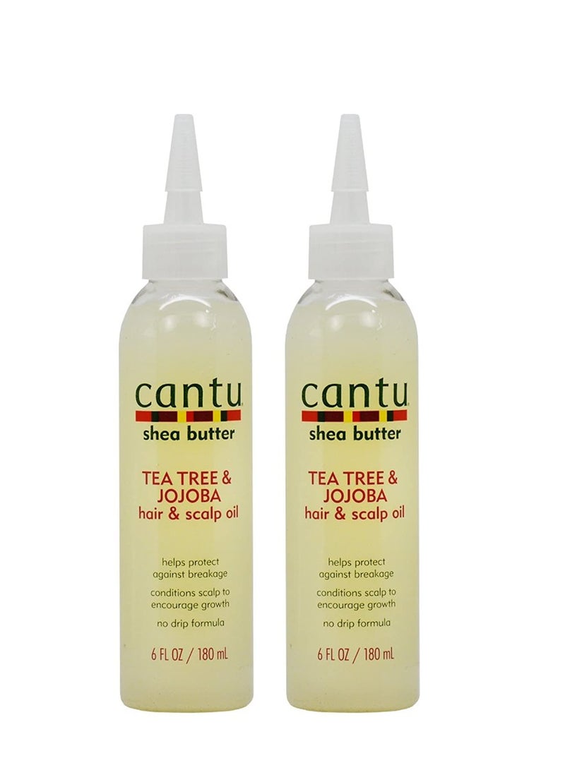 Cantu Shea Butter Tea Tree & Jojoba Hair & Scalp Oil 6 Ounce (180ml) (2 Pack) - Image 1