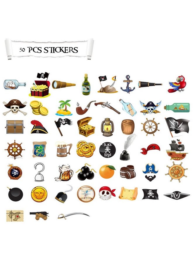 Geluode Pirate Birthday Party Decorations Happy Birthday Pirate Theme Party Set Total 103PCS, Include Happy Birthday Banner Cake Cupcake Toppers Hanging Swirls Balloons Table Cover for Kids Boys Birthday - Image 5