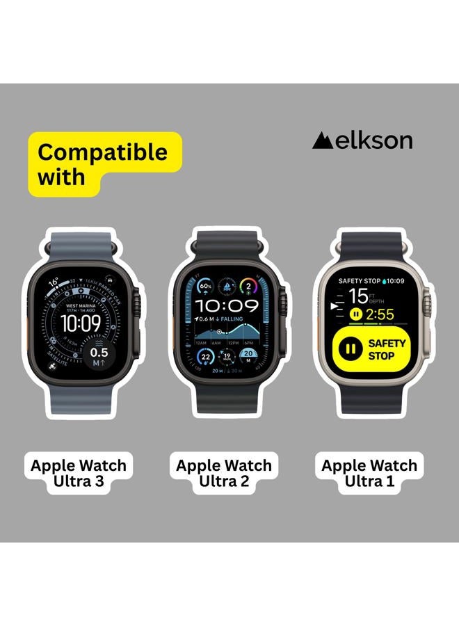 elkson Made for Apple Watch Ultra 2 1 Bumper Case 49mm Screen Protector Tempered Glass, Quattro Max Series Rugged for iWatch, Military Grade Durable Protective Cover, Flexible Shock Proof, Green - Image 2
