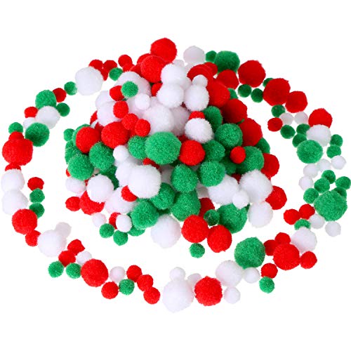 Sumind 300 Pcs Valentines Pom Poms Mini Craft Assorted Red White Pink Fluffy Balls Small Craft for Valentine‘s Day DIY Home Party Decorations, 3 Sizes 3 Colors - Image 1