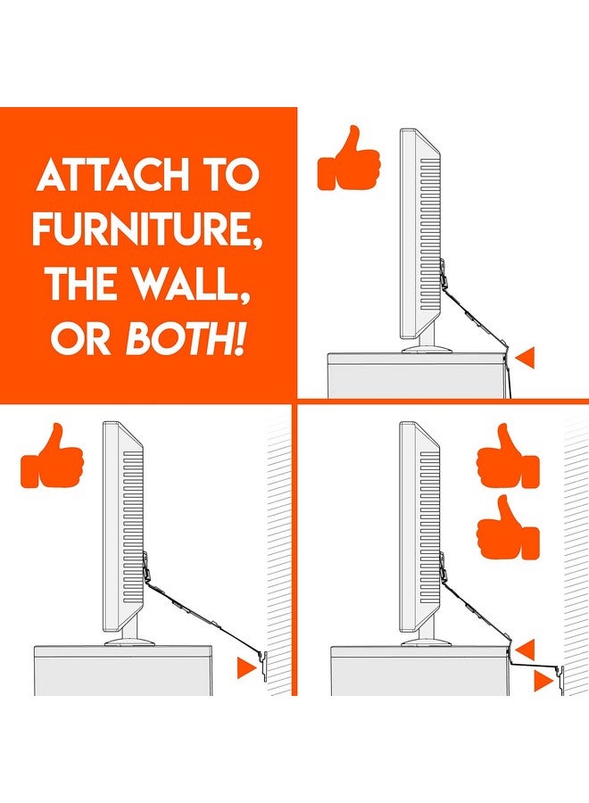 ECHOGEAR TV Safety Straps for Big TVs - Heavy-Duty Anti-Tip Anchors for TVs Up to 90” - Secure to Wall or Furniture - Pre-Assembled for Easy Baby Proofing & Earthquake Protection - Image 2