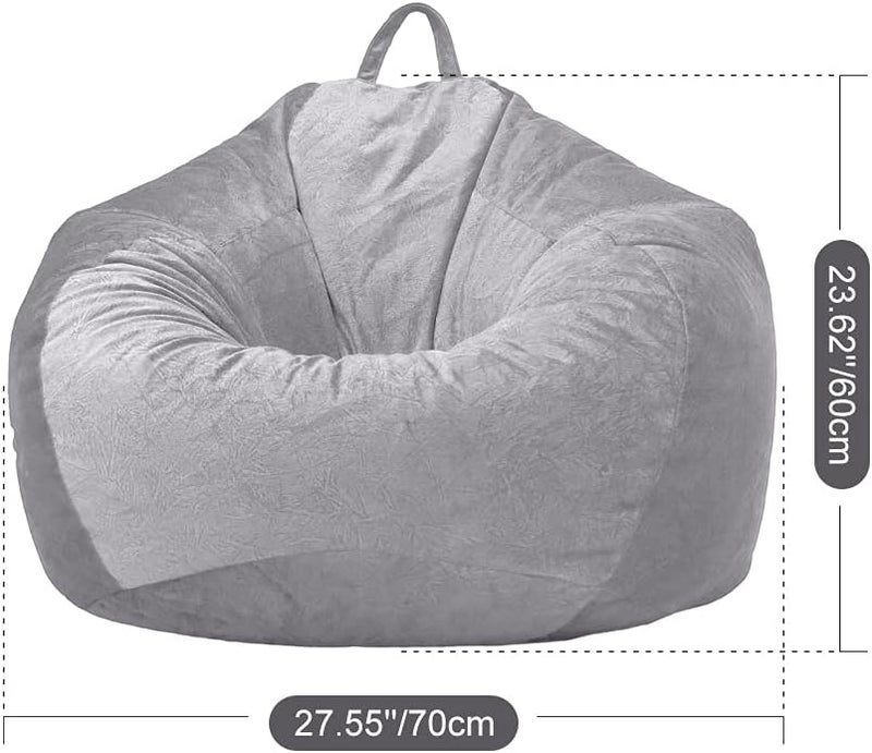 klarako Lounger Chairs Sofa Cover Velvet Bean Bag Cover with Handle Inner Pockets  Grey_2 - Image 5