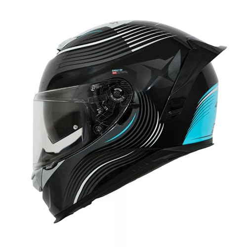 AXXIS Eagle SV Lines Full Face Helmet | ISI, DOT & ECE Certified | Dual Visor | Aerodynamic Design | Anti-Scratch Visor | Motorcycle Helmet for Men & Women (Black Blue, M) - Image 1