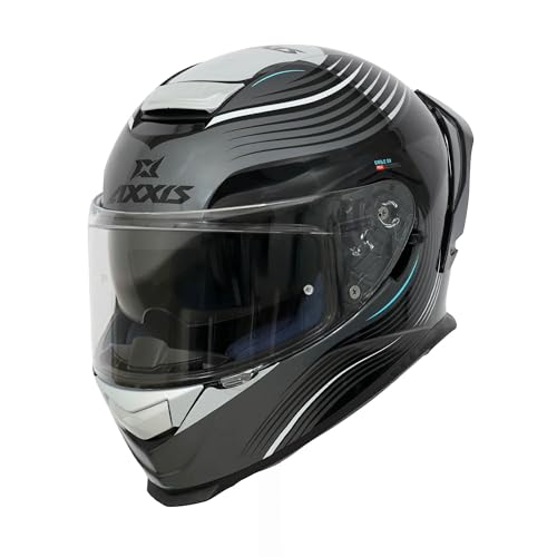 AXXIS Eagle SV Lines Full Face Helmet | ISI, DOT & ECE Certified | Dual Visor | Aerodynamic Design | Anti-Scratch Visor | Motorcycle Helmet for Men & Women (Black Blue, M) - Image 3
