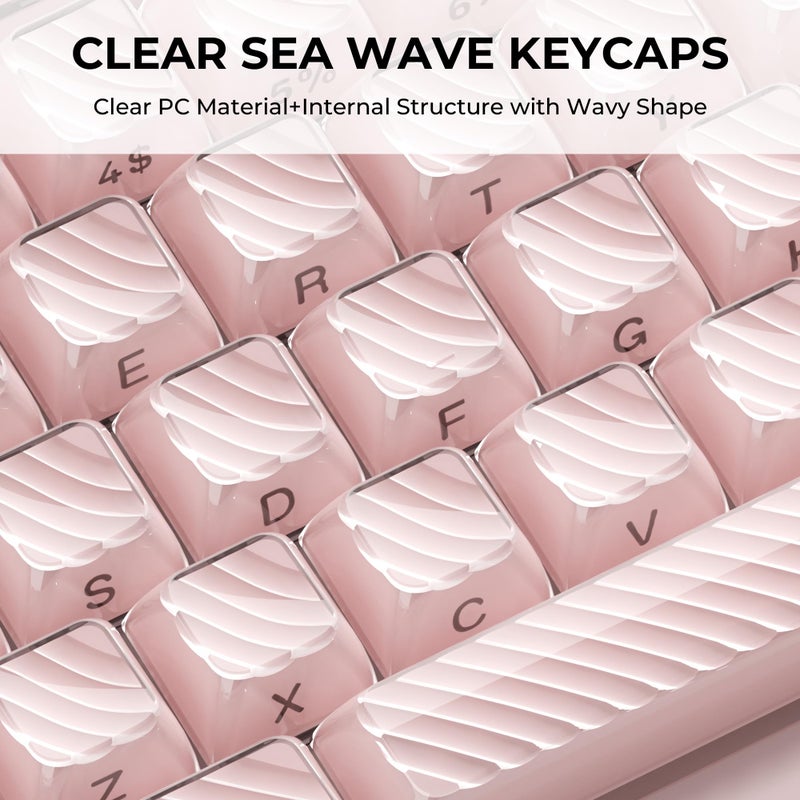 HITIME XVX Keycaps, Cute Pink Crystal Jelly Keycaps 75 65 60 100 Percent, Custom Side Printed Key caps for ANSI/ISO Layout 61/68/84/87/98/104 Gaming Mechanical Keyboard, OEM Profile 136 Keys - Image 3