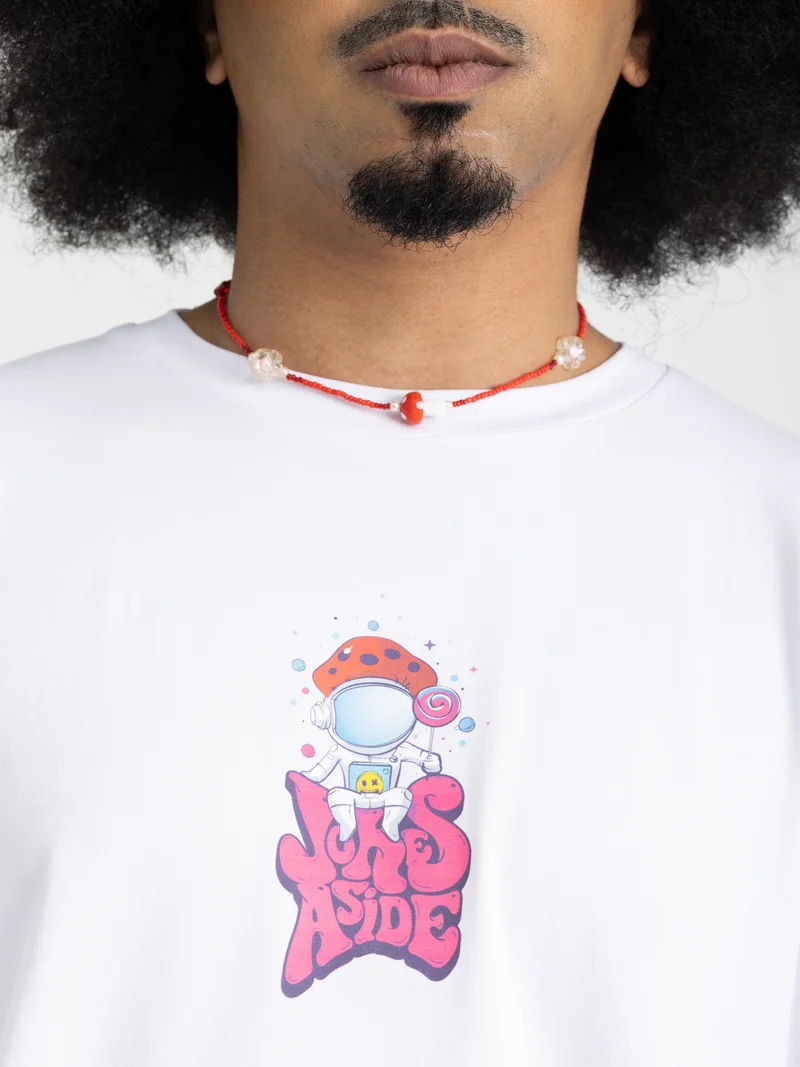 JOKES ASIDE White LOGO T-shirt