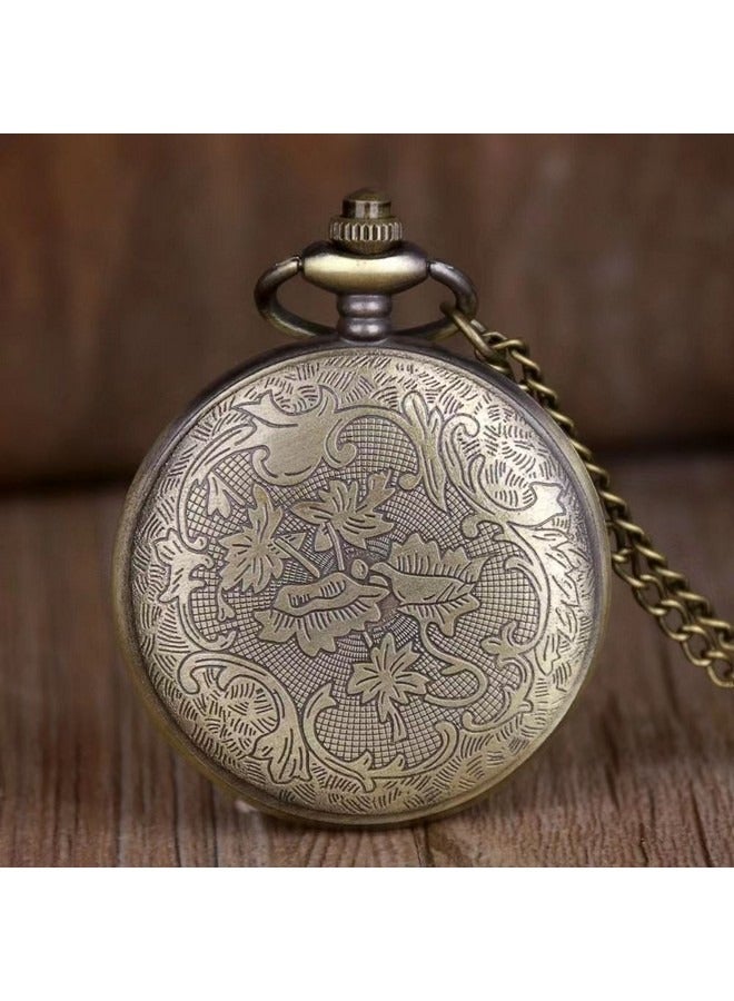 Vintage Flip Pocket Watch, Retro Roman Numerals Quartz Watch, Fashionable Colorful Pattern Lucky Wheel Pocket Watch Sweater Chain Decoration for Men Women  - Image 5