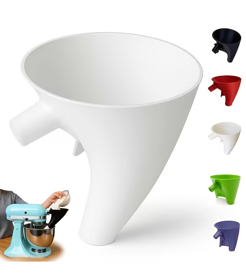 White Flour Funnel For Kitchen Stand Mixer Funnel Suitable For Pouring Egg Mixtures Two Types Of Flour For Artisan Tilt Head Mixer 1pc - Image 1