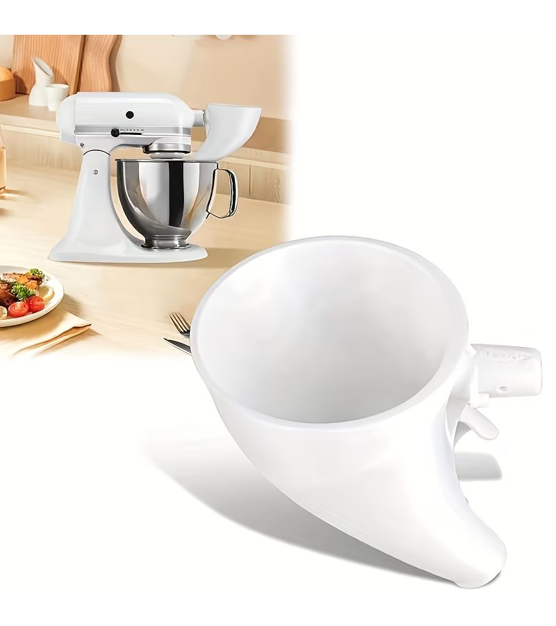 White Flour Funnel For Kitchen Stand Mixer Funnel Suitable For Pouring Egg Mixtures Two Types Of Flour For Artisan Tilt Head Mixer 1pc - Image 3