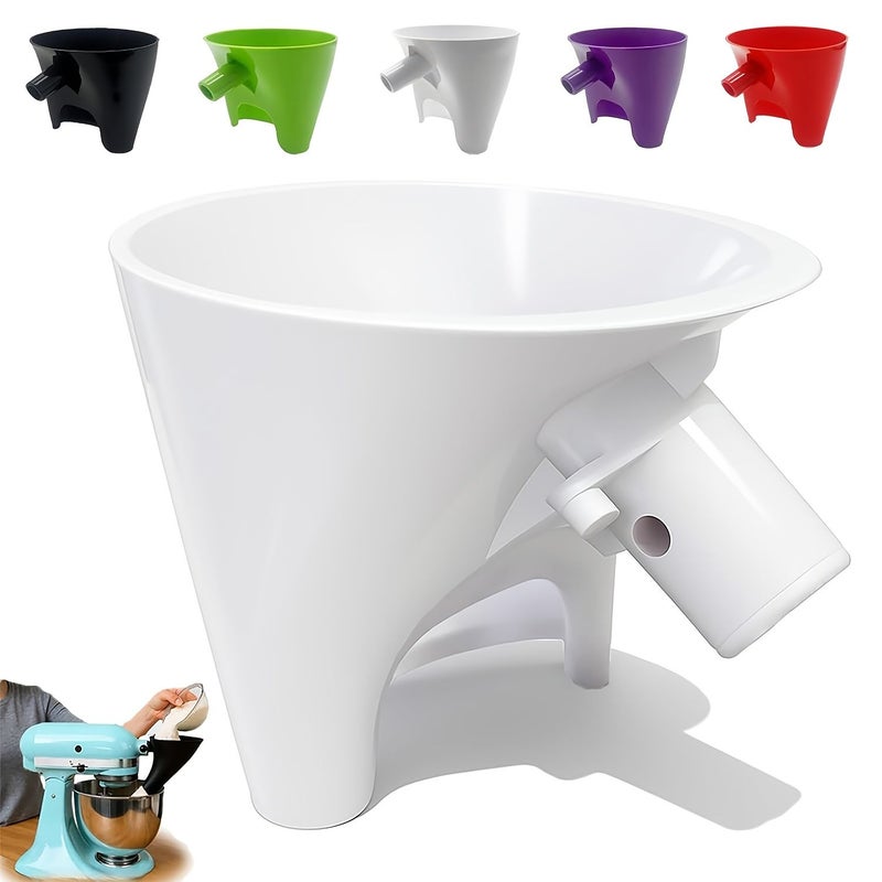 White Flour Funnel For Kitchen Stand Mixer Funnel Suitable For Pouring Egg Mixtures Two Types Of Flour For Artisan Tilt Head Mixer 1pc - Image 2