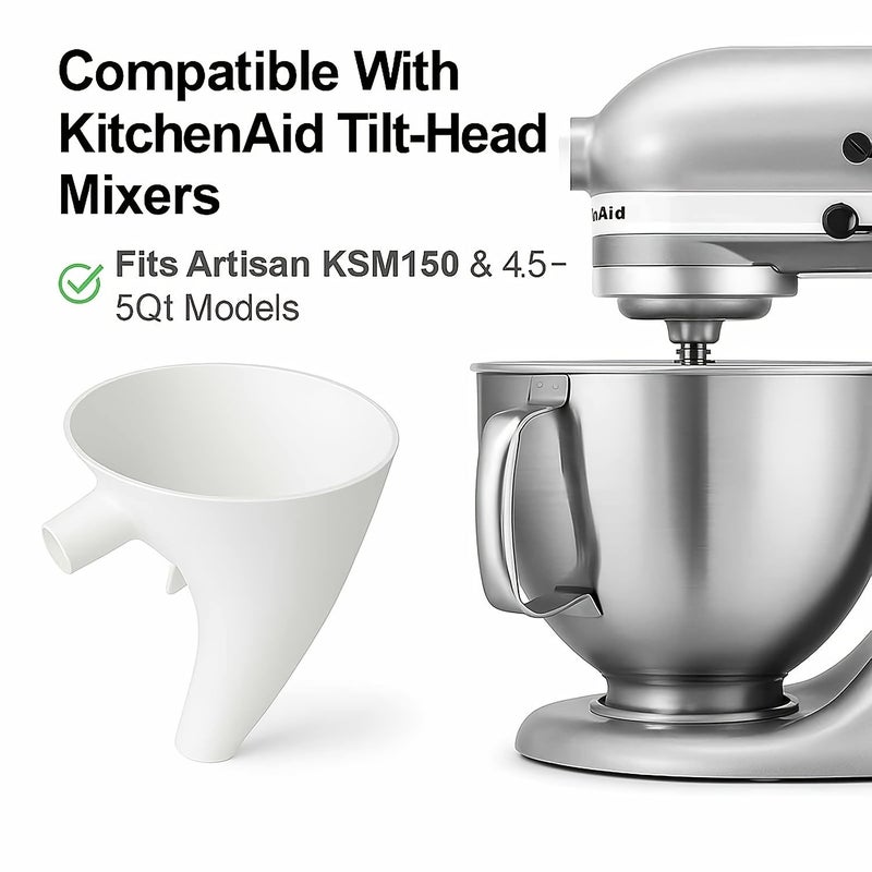 White Flour Funnel For Kitchen Stand Mixer Funnel Suitable For Pouring Egg Mixtures Two Types Of Flour For Artisan Tilt Head Mixer 1pc - Image 5